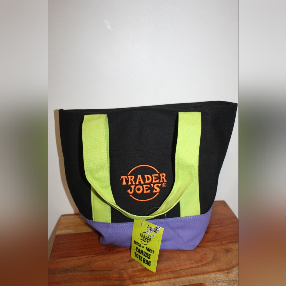 Black and Purple Canvas Tote Bag